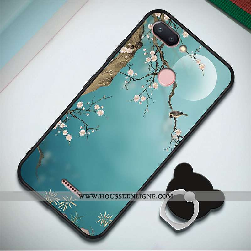 Coque Xiaomi Redmi 6 Fluide Doux Silicone Rouge Simple Étui Incassable Bleu