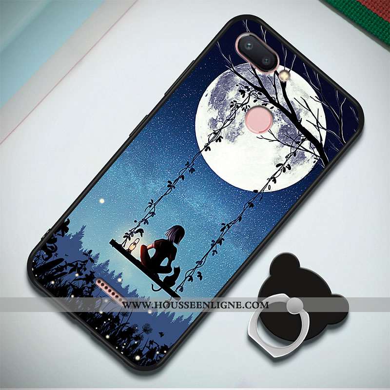 Coque Xiaomi Redmi 6 Fluide Doux Silicone Rouge Simple Étui Incassable Bleu