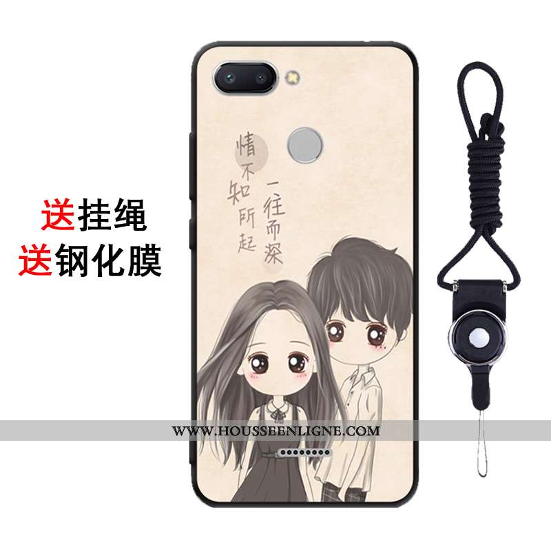 Coque Xiaomi Redmi 6 Fluide Doux Silicone Téléphone Portable Tendance Étui Rose Créatif