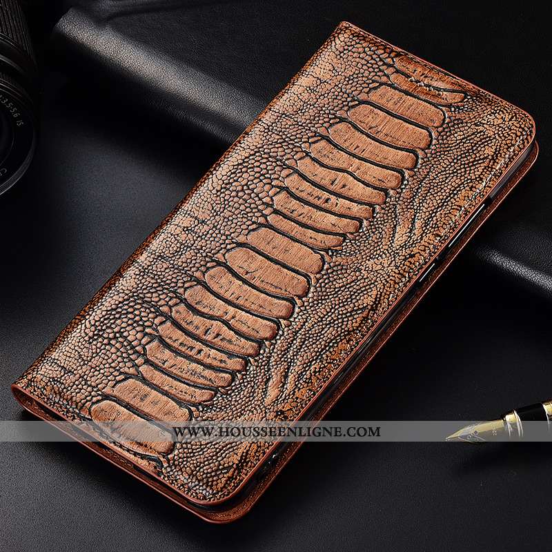Coque Xiaomi Redmi 6 Protection Cuir Véritable Clamshell Jeunesse Fluide Doux Incassable Marron