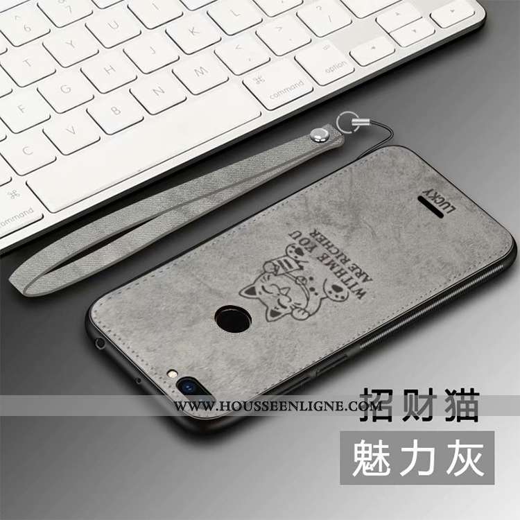 Coque Xiaomi Redmi 6 Protection Personnalité Silicone Tissu Petit Modèle Fleurie Net Rouge Gris