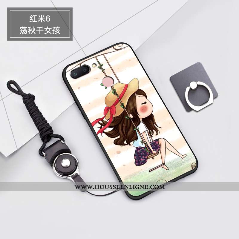 Coque Xiaomi Redmi 6 Tendance Fluide Doux Créatif Dessin Animé Petit Rouge Net Rouge Rose