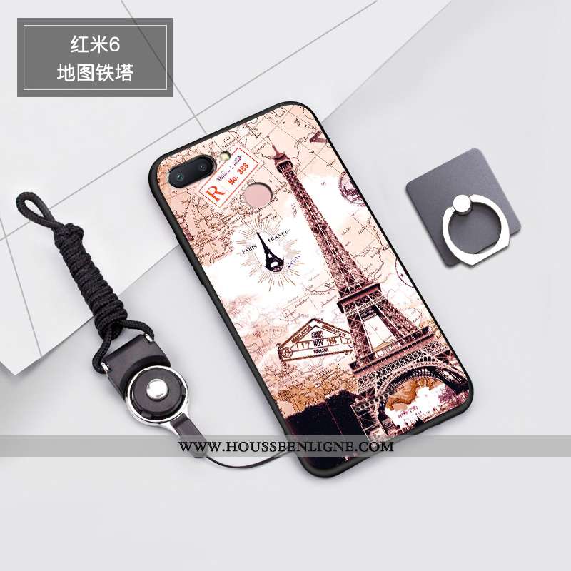 Coque Xiaomi Redmi 6 Tendance Fluide Doux Créatif Dessin Animé Petit Rouge Net Rouge Rose