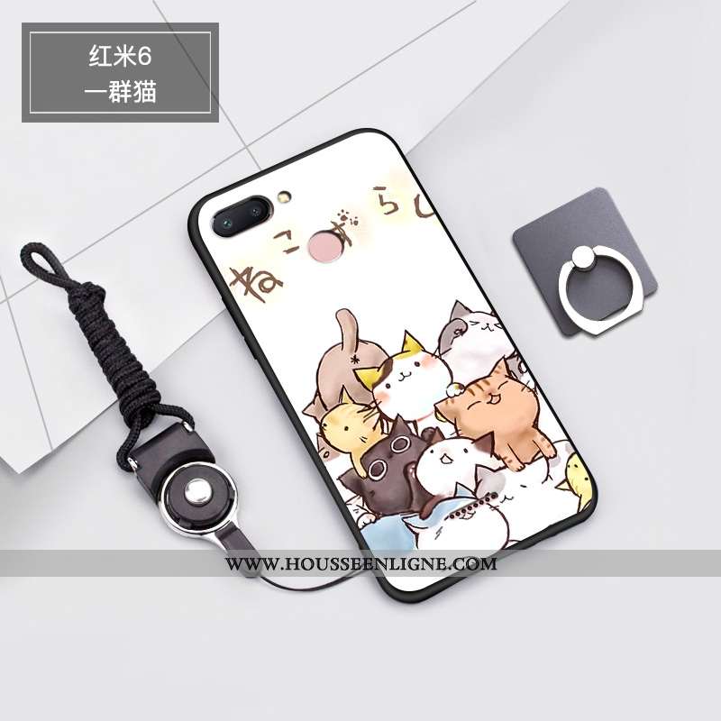 Coque Xiaomi Redmi 6 Tendance Fluide Doux Créatif Dessin Animé Petit Rouge Net Rouge Rose