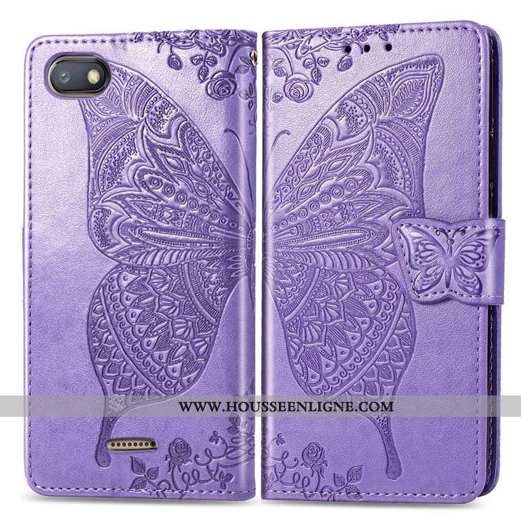Coque Xiaomi Redmi 6a Cuir Protection Carte Support Bleu Étui Clamshell