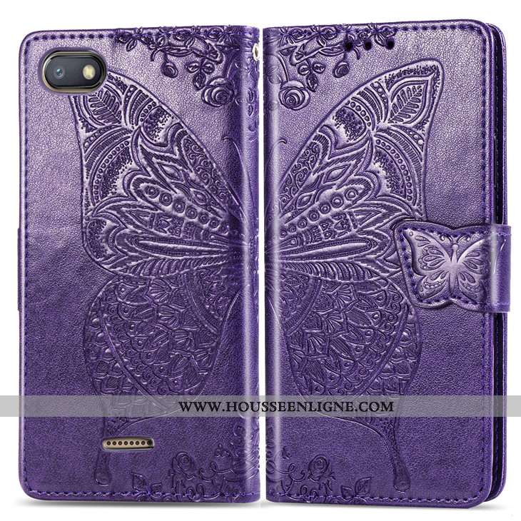 Coque Xiaomi Redmi 6a Cuir Protection Carte Support Bleu Étui Clamshell