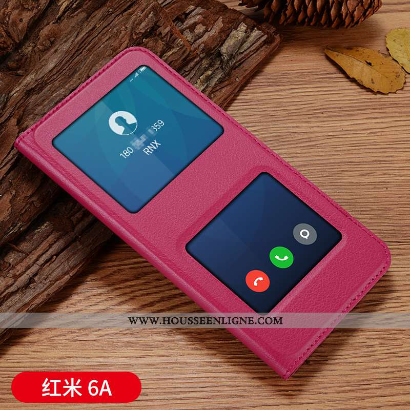 Coque Xiaomi Redmi 6a Cuir Protection Nouveau Téléphone Portable Incassable Personnalité Rose