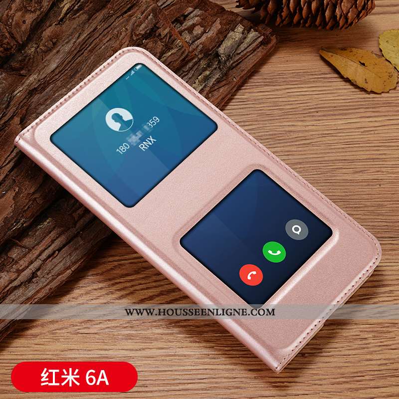 Coque Xiaomi Redmi 6a Cuir Protection Nouveau Téléphone Portable Incassable Personnalité Rose