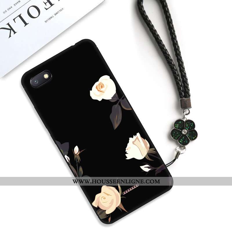 Coque Xiaomi Redmi 6a Personnalité Créatif Fluide Doux Silicone Petit Dentelle Art Noir
