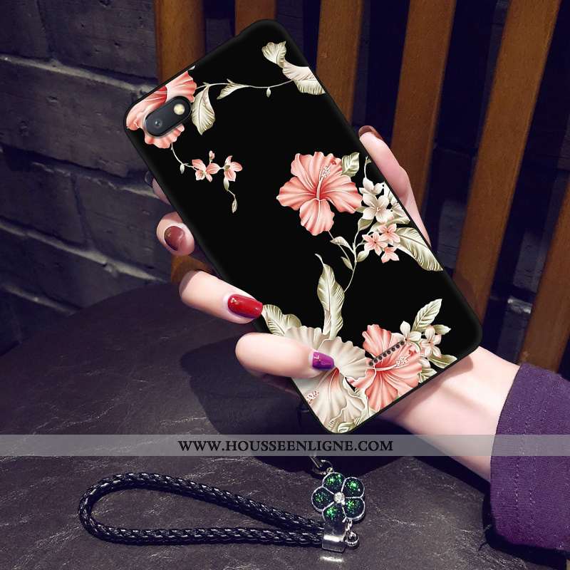 Coque Xiaomi Redmi 6a Personnalité Créatif Fluide Doux Silicone Petit Dentelle Art Noir