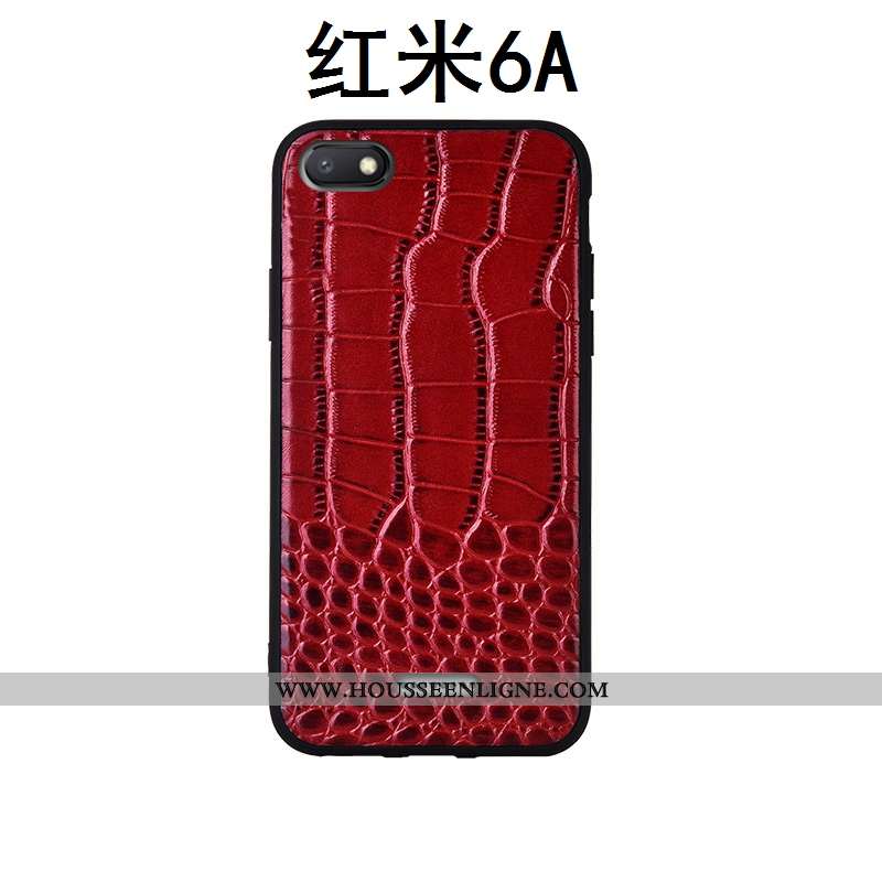 Coque Xiaomi Redmi 6a Silicone Protection Nouveau Cuir Véritable Incassable Rouge Modèle Fleurie