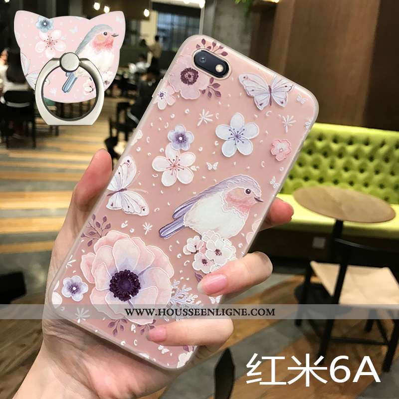 Coque Xiaomi Redmi 6a Transparent Délavé En Daim Mode Rouge Silicone Téléphone Portable Rose