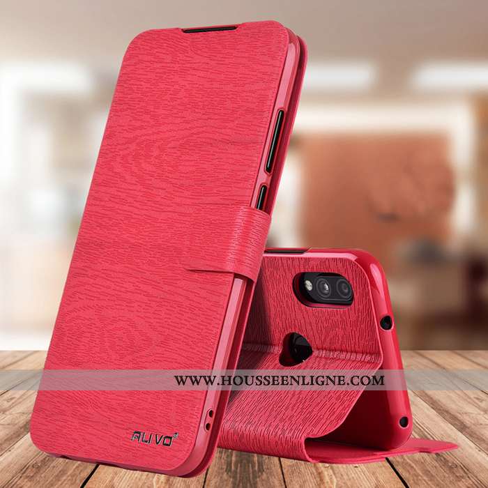 Coque Xiaomi Redmi 7 Fluide Doux Silicone Rouge Téléphone Portable Cuir Protection