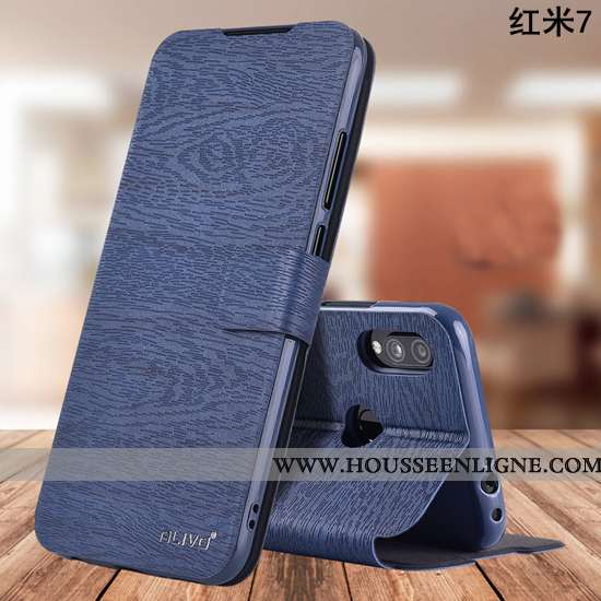 Coque Xiaomi Redmi 7 Fluide Doux Silicone Rouge Téléphone Portable Cuir Protection