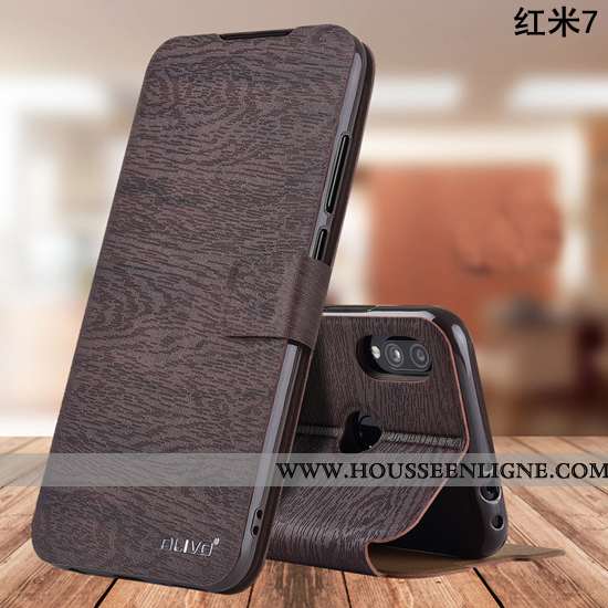 Coque Xiaomi Redmi 7 Fluide Doux Silicone Rouge Téléphone Portable Cuir Protection