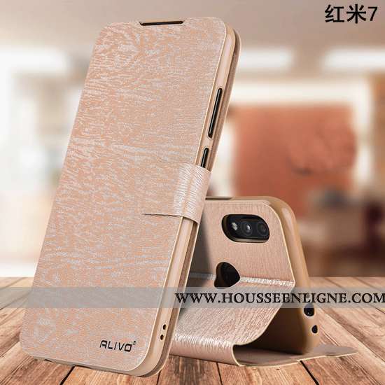 Coque Xiaomi Redmi 7 Fluide Doux Silicone Rouge Téléphone Portable Cuir Protection