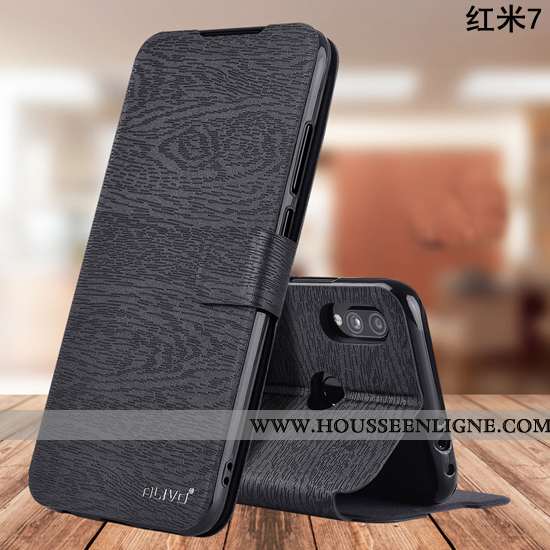 Coque Xiaomi Redmi 7 Fluide Doux Silicone Rouge Téléphone Portable Cuir Protection