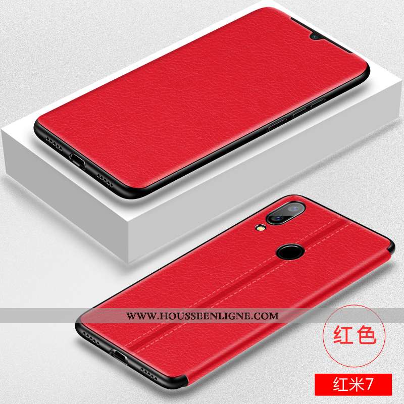 Coque Xiaomi Redmi 7 Tendance Cuir Protection Créatif Clamshell Téléphone Portable Incassable Marron