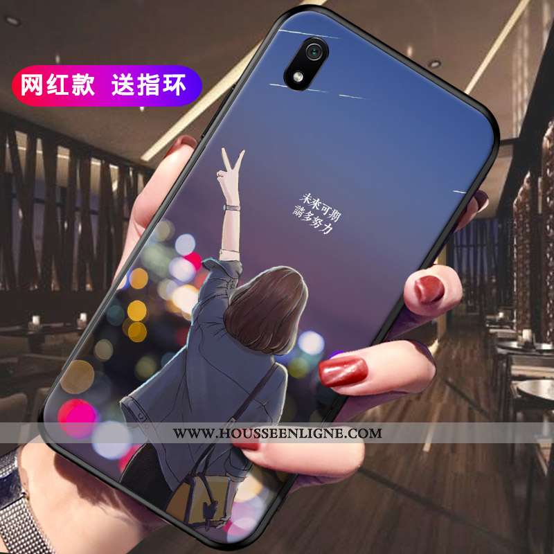 Coque Xiaomi Redmi 7a Délavé En Daim Personnalité Incassable Téléphone Portable Rouge Protection Noi
