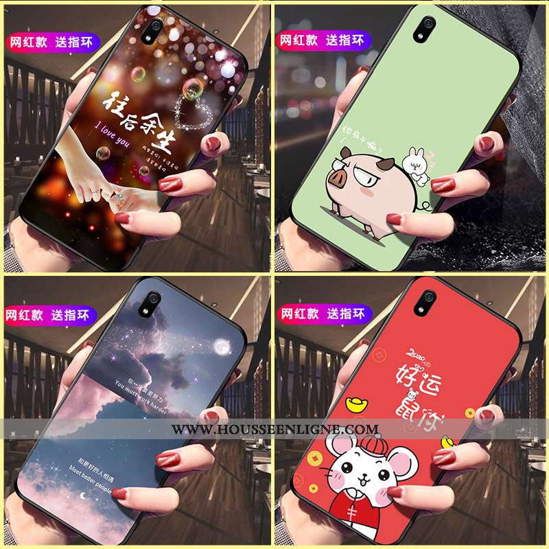 Coque Xiaomi Redmi 7a Délavé En Daim Personnalité Incassable Téléphone Portable Rouge Protection Noi