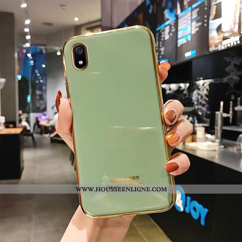 Coque Xiaomi Redmi 7a Fluide Doux Protection Étui Petit Couleur Unie Simple Membrane Verte