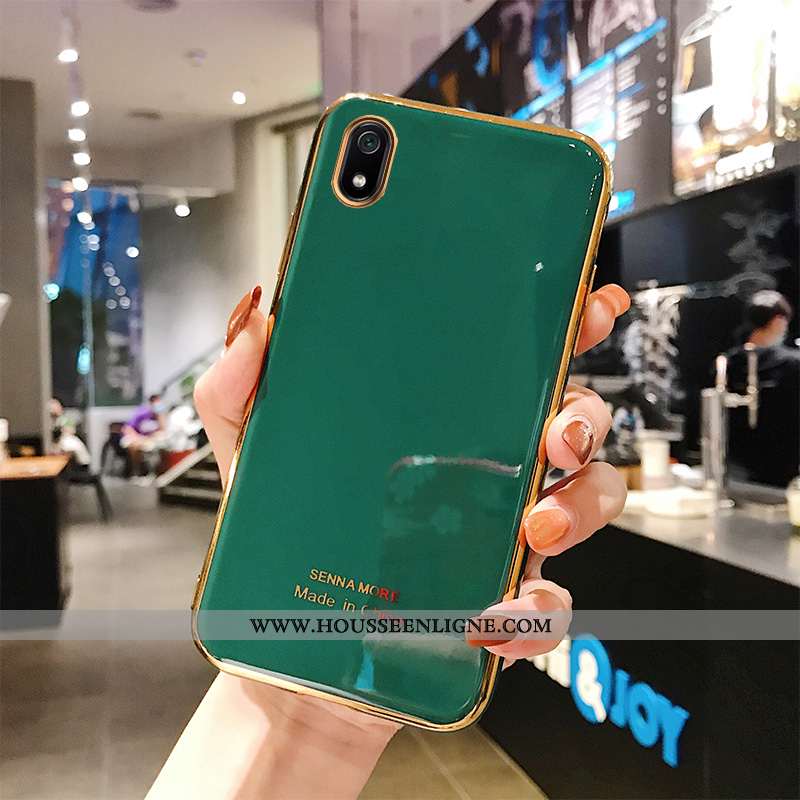 Coque Xiaomi Redmi 7a Fluide Doux Protection Étui Petit Couleur Unie Simple Membrane Verte