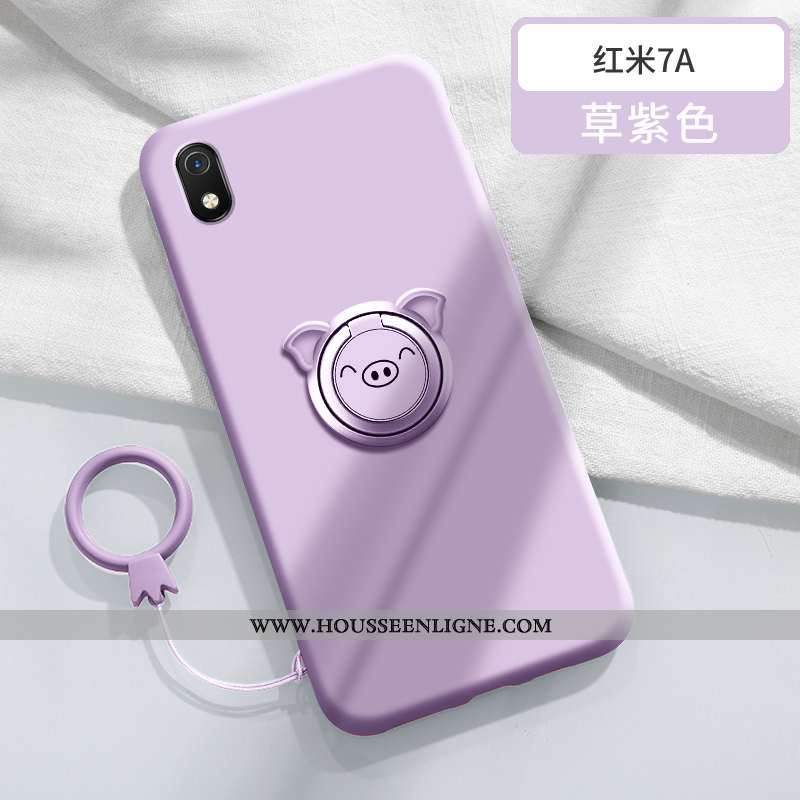 Coque Xiaomi Redmi 7a Personnalité Créatif Légère Tendance Anneau Rouge Silicone Violet