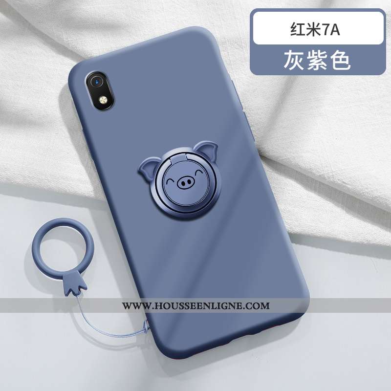 Coque Xiaomi Redmi 7a Personnalité Créatif Légère Tendance Anneau Rouge Silicone Violet