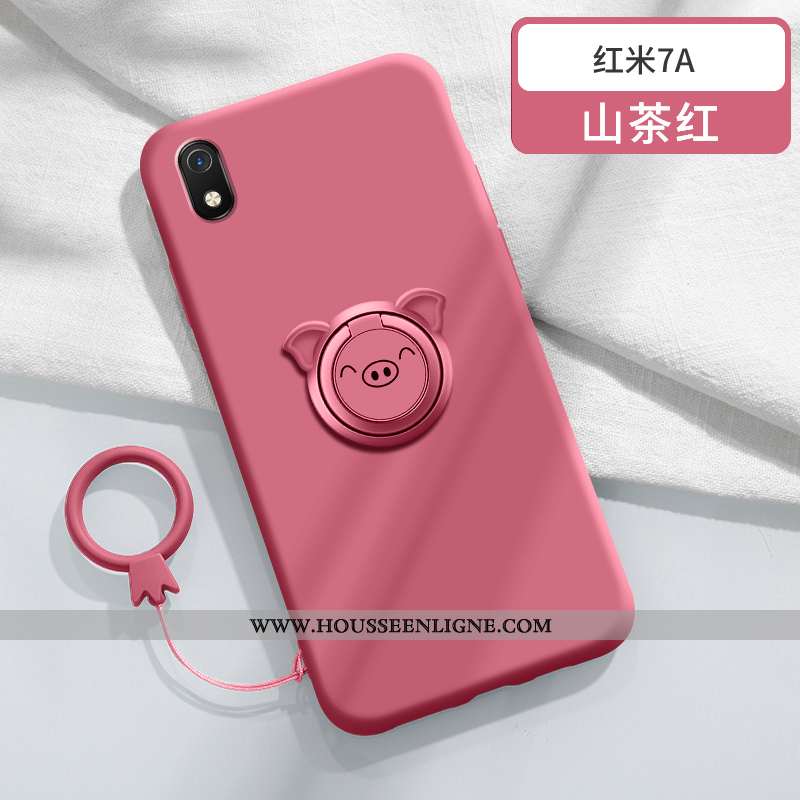 Coque Xiaomi Redmi 7a Personnalité Créatif Légère Tendance Anneau Rouge Silicone Violet
