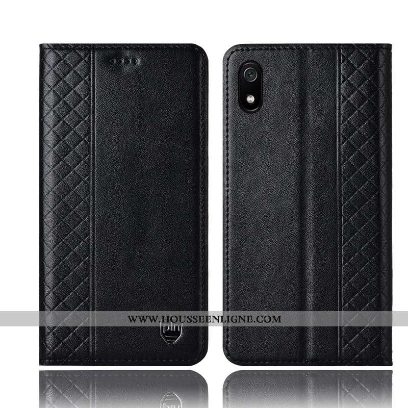 Coque Xiaomi Redmi 7a Protection Cuir Véritable Incassable Petit Étui Jeunesse Housse Rouge