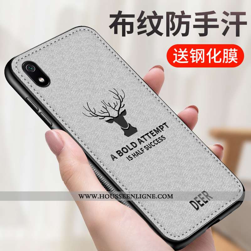Coque Xiaomi Redmi 7a Protection Vintage Silicone Tissu Petit Téléphone Portable Gris