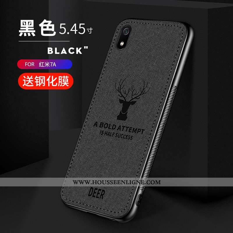 Coque Xiaomi Redmi 7a Protection Vintage Silicone Tissu Petit Téléphone Portable Gris