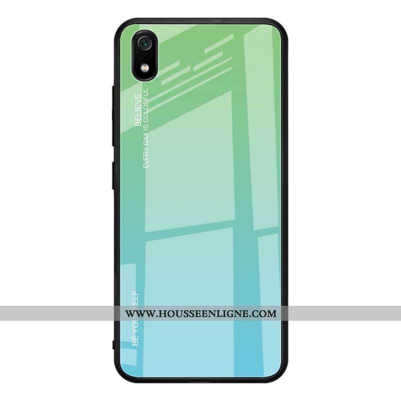 Coque Xiaomi Redmi 7a Tendance Silicone Incassable Verre Étui Simple Dégradé De Couleur Verte