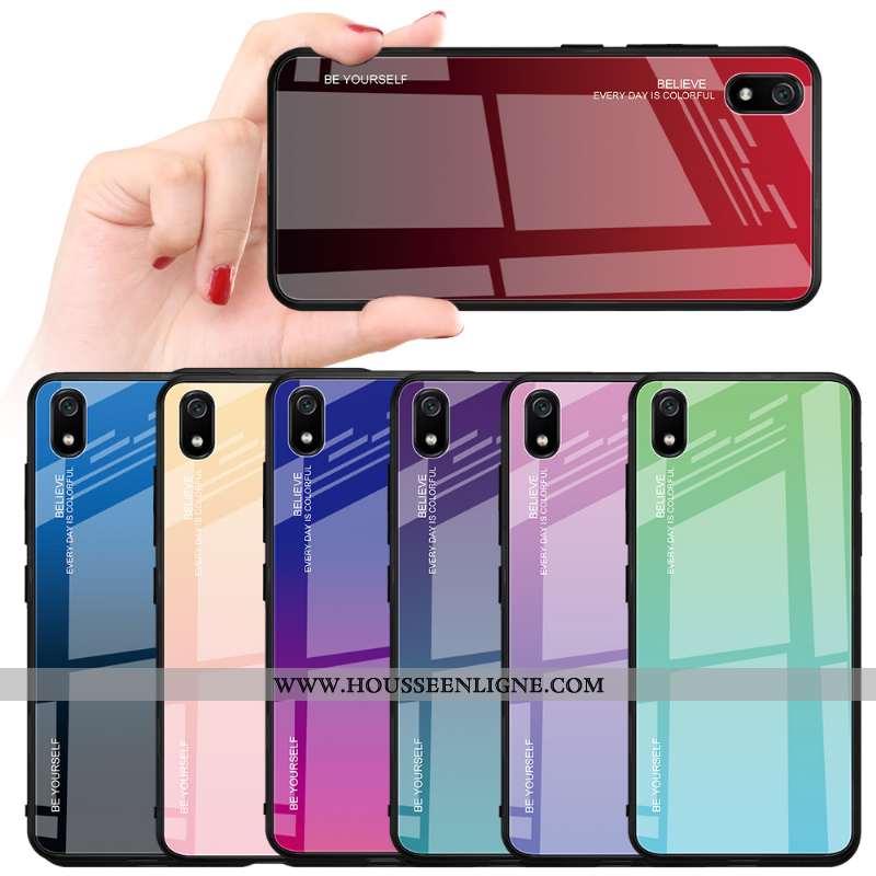 Coque Xiaomi Redmi 7a Tendance Silicone Incassable Verre Étui Simple Dégradé De Couleur Verte
