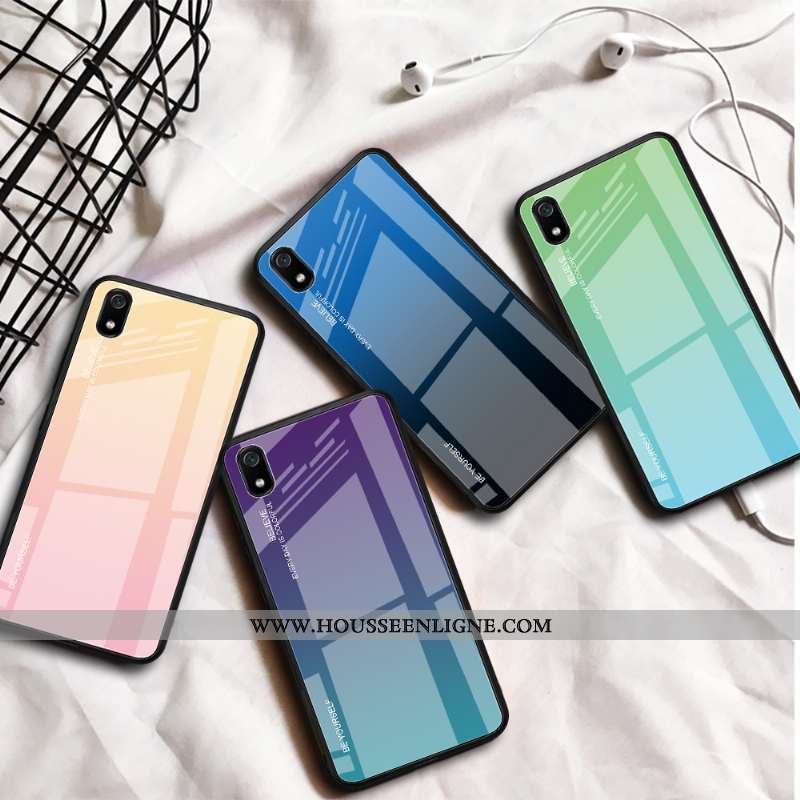 Coque Xiaomi Redmi 7a Tendance Silicone Incassable Verre Étui Simple Dégradé De Couleur Verte