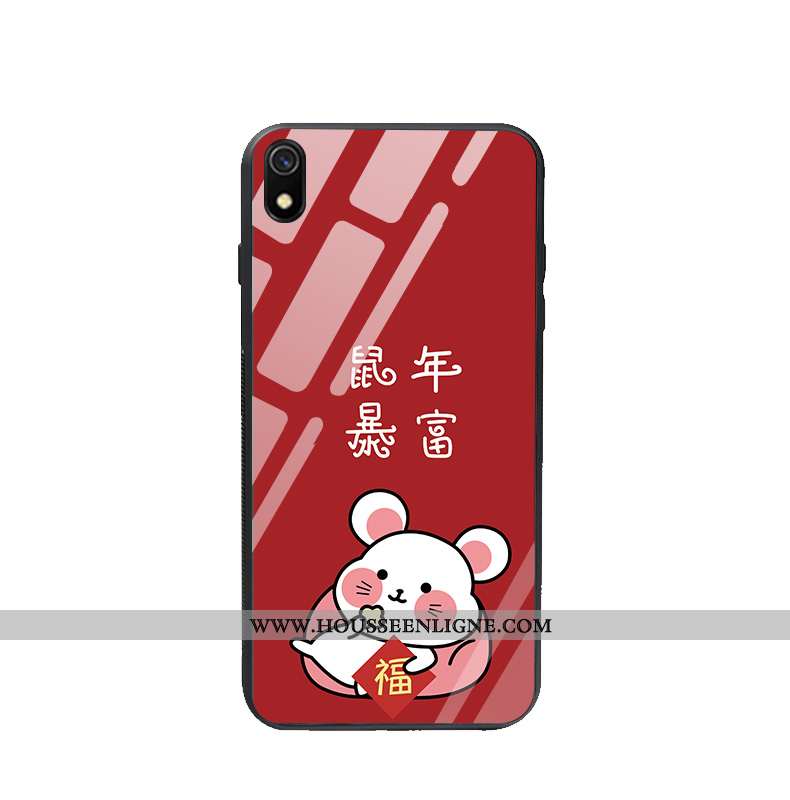 Coque Xiaomi Redmi 7a Verre Charmant Nouveau Protection Téléphone Portable Rouge Étui