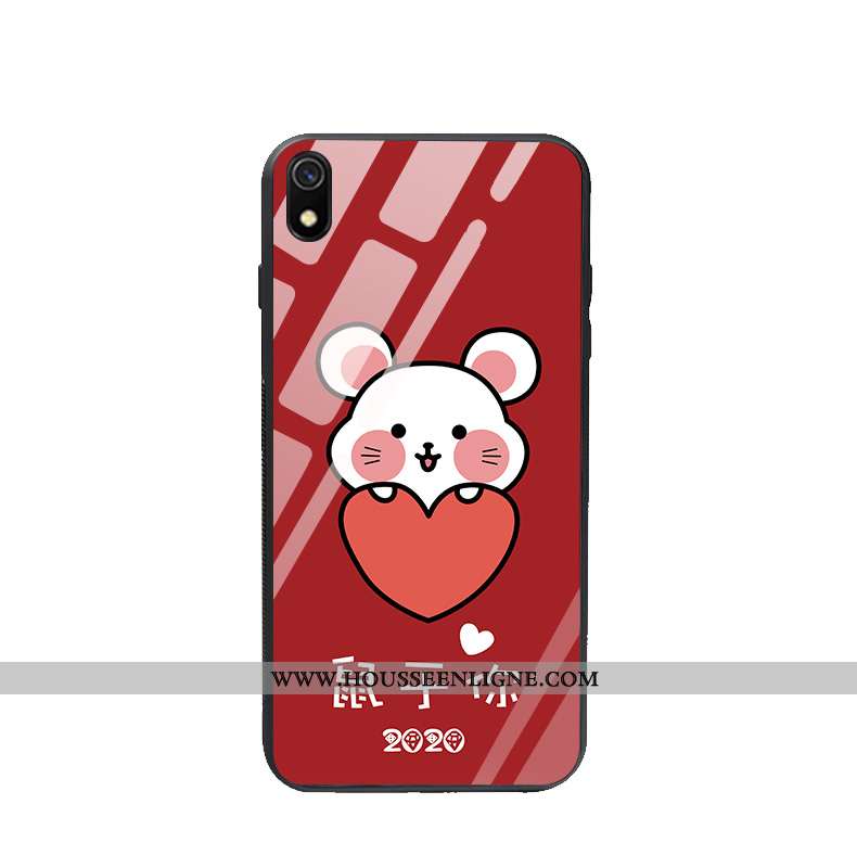 Coque Xiaomi Redmi 7a Verre Charmant Nouveau Protection Téléphone Portable Rouge Étui