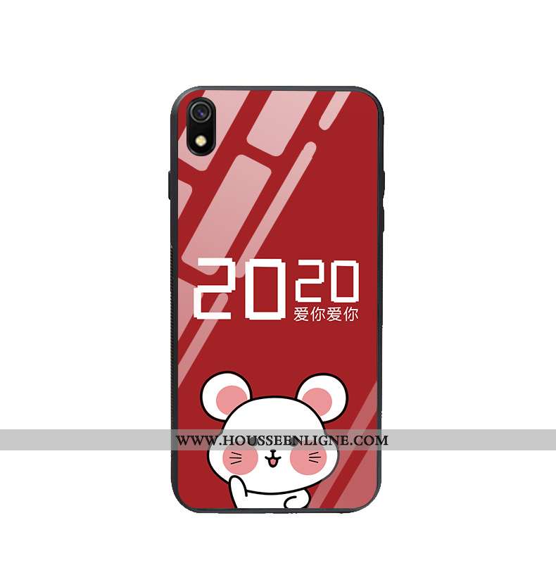 Coque Xiaomi Redmi 7a Verre Charmant Nouveau Protection Téléphone Portable Rouge Étui