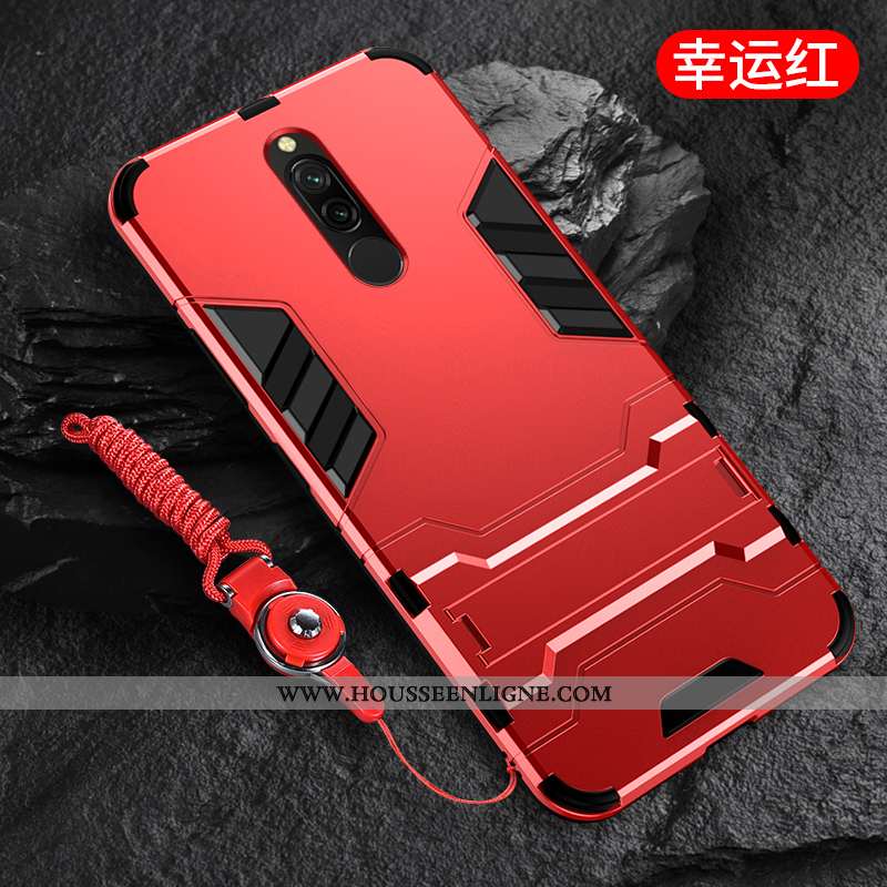 Coque Xiaomi Redmi 8 Délavé En Daim Ornements Suspendus Incassable Support Nouveau Net Rouge Télépho