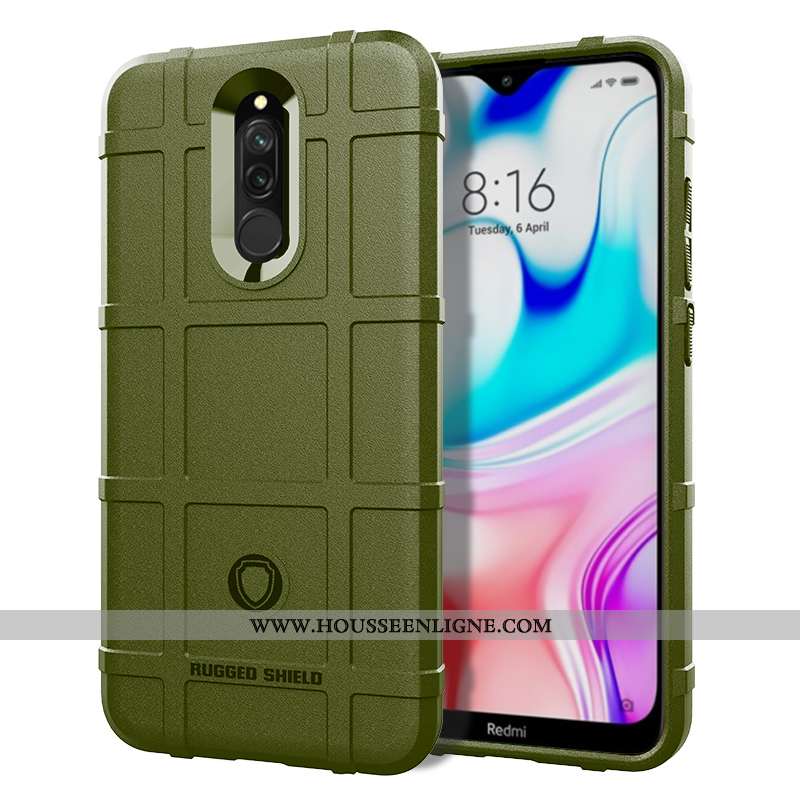 Coque Xiaomi Redmi 8 Délavé En Daim Personnalité Étui Tendance Rouge Protection Fluide Doux Verte