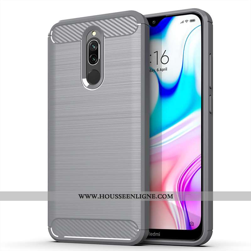 Coque Xiaomi Redmi 8 Protection Délavé En Daim Téléphone Portable Rouge Gris Incassable Créatif