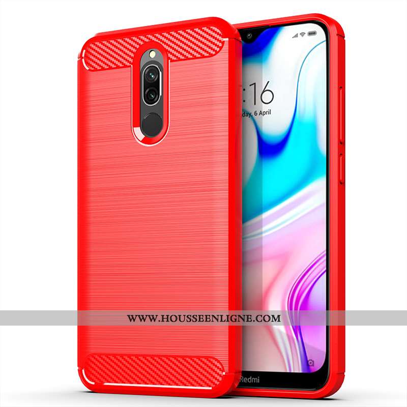 Coque Xiaomi Redmi 8 Protection Délavé En Daim Téléphone Portable Rouge Gris Incassable Créatif