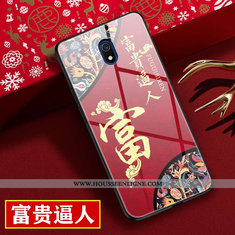 Coque Xiaomi Redmi 8a Créatif Protection Miroir Style Chinois Nouveau Difficile Rouge