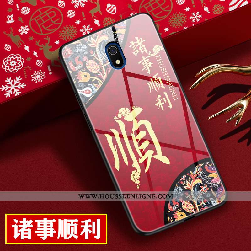 Coque Xiaomi Redmi 8a Créatif Protection Miroir Style Chinois Nouveau Difficile Rouge