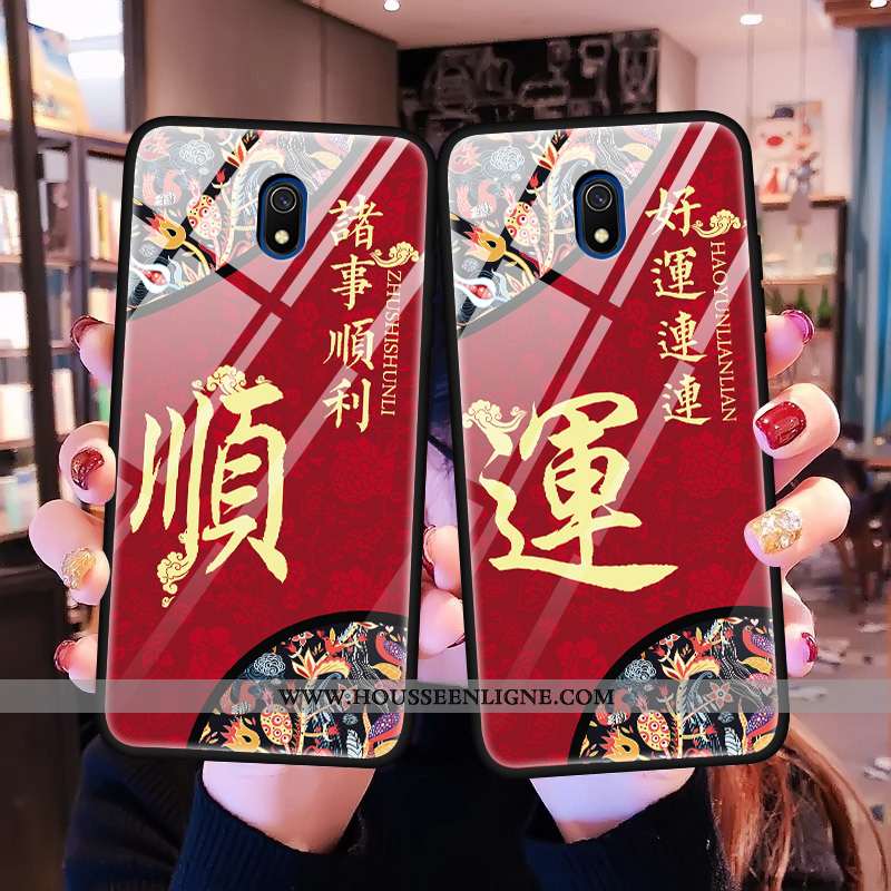 Coque Xiaomi Redmi 8a Créatif Protection Miroir Style Chinois Nouveau Difficile Rouge