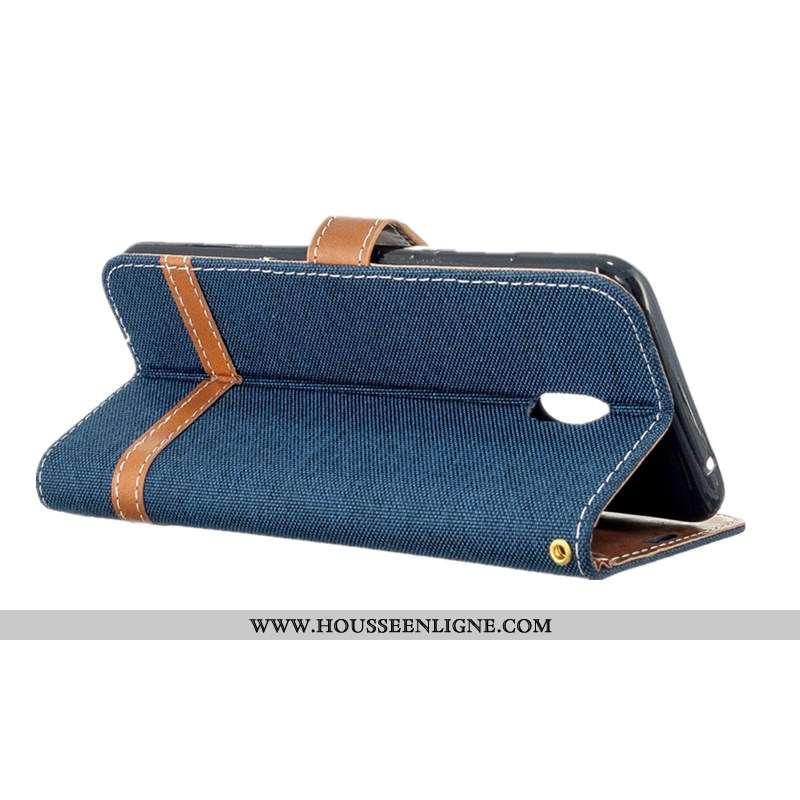 Coque Xiaomi Redmi 8a Cuir Protection Rouge En Denim Simple Téléphone Portable Nouveau Violet