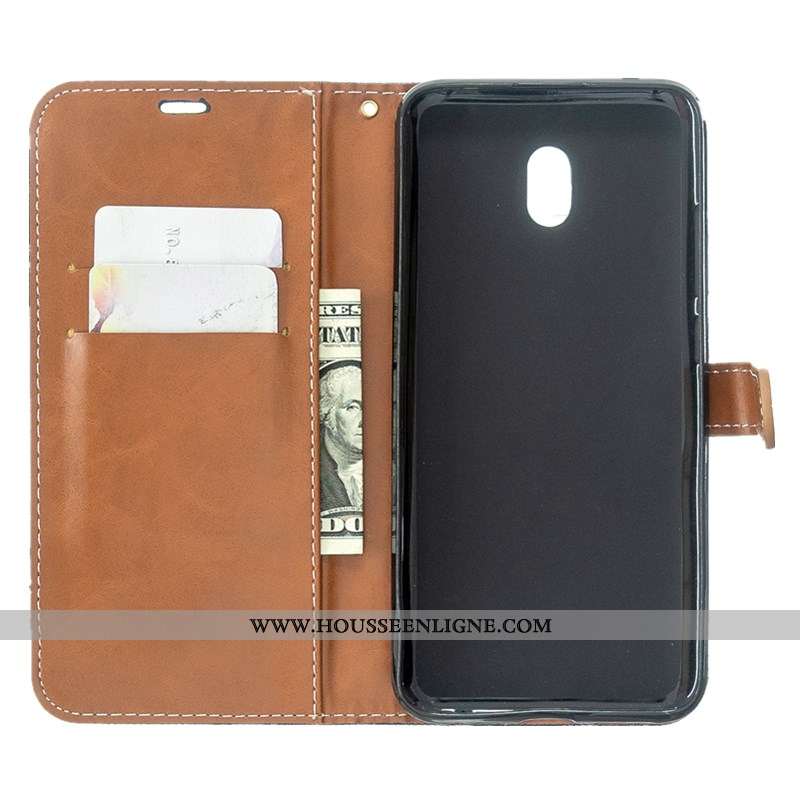 Coque Xiaomi Redmi 8a Cuir Protection Rouge En Denim Simple Téléphone Portable Nouveau Violet