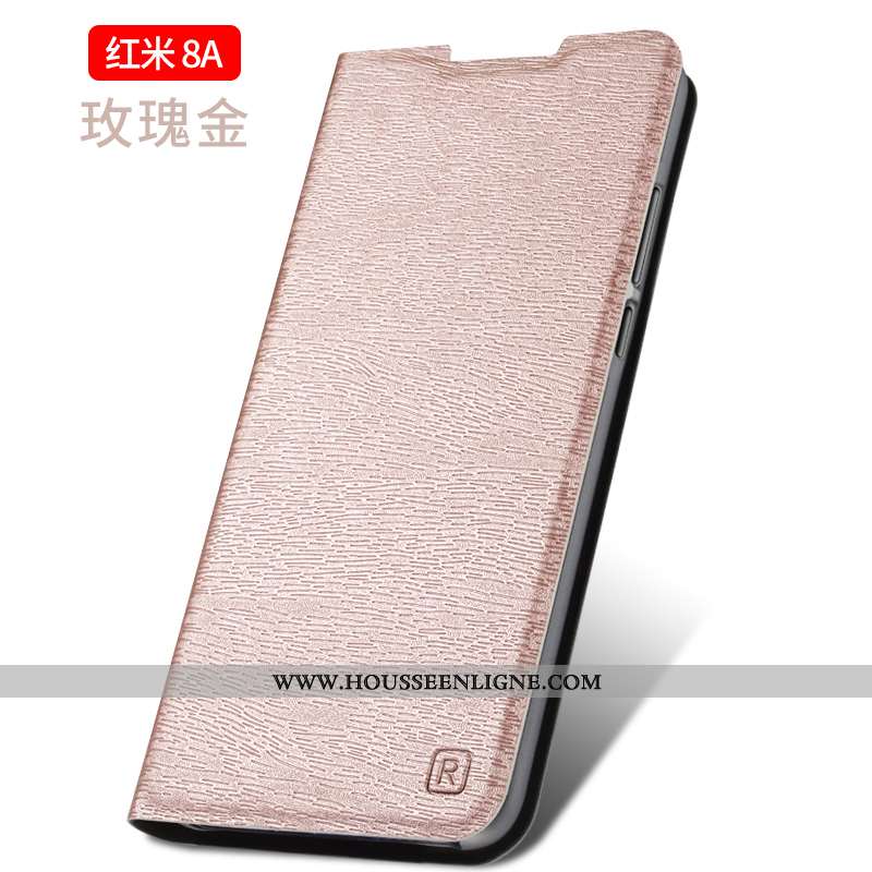 Coque Xiaomi Redmi 8a Cuir Protection Tout Compris Personnalité Petit Rouge Étui Doré