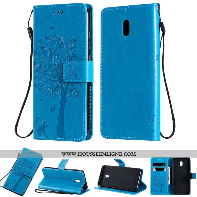 Coque Xiaomi Redmi 8a Cuir Violet Étui Téléphone Portable Tout Compris Housse