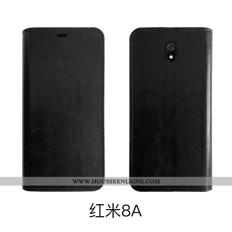 Coque Xiaomi Redmi 8a Protection Cuir Véritable Bovins Incassable Tout Compris Rouge Cuir Marron